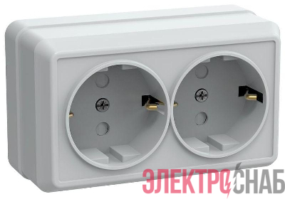 Розетка 2-м ОП Октава РСш22-3-ОБ 16А IP20 с заземл. защ. шторки бел. GENERICA ERO24-K01-16-DC