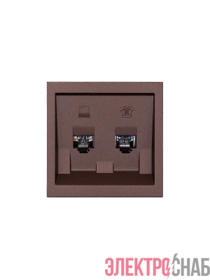 Розетка компьютер+телефон СП ZIMA IP20 шоколад LEZARD 704-7388-143