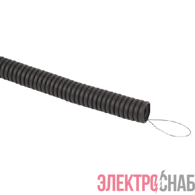 Труба гофрированная d25мм с протяжкой безгалоген. трудногорючая (FRHF) черн. (уп.75м) Эра Б0068908