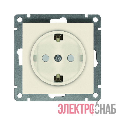 Розетка 1-м СП Афина 16А IP20 с заземл. защ. шторки механизм сл. кость (ivory) Universal A0049-I