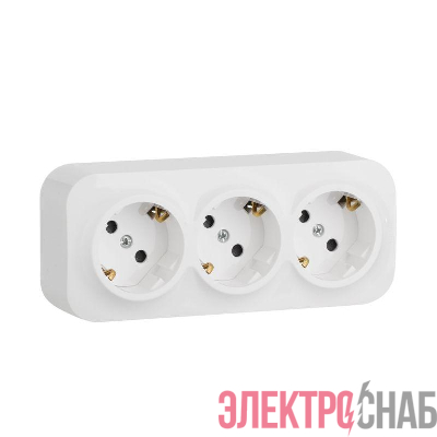 Розетка 3-м ОП Quteo 16А IP20 250В 3х2P+E с заземл. защ. шторки бел. IEK 782238