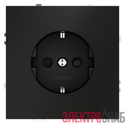 Розетка 1-м СП S70 16А с заземл. защ. шторки механизм черн. матов. Voltum VLS040208