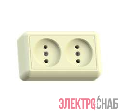 Розетка 2-м ОП Оптима РА10-373 10А IP20 без заземл. с монтаж. пластиной сл. кость Кунцево 8037