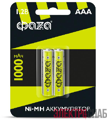 Аккумулятор AAA/HR03 1.2В 1000мА.ч Ni-MH BL-2 (уп.2шт) ФАZА 5002913