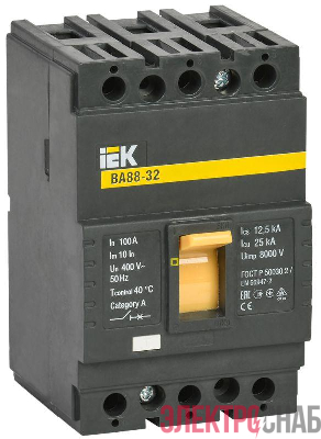 Выключатель автоматический 3п 100А 25кА ВА 88-32 IEK SVA10-3-0100