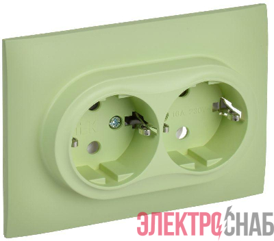 Розетка 2-м SKANDY 16А с заземл. без защ. шторок в сборе SK-R08G мятный IEK SK-R21-16-K06-F