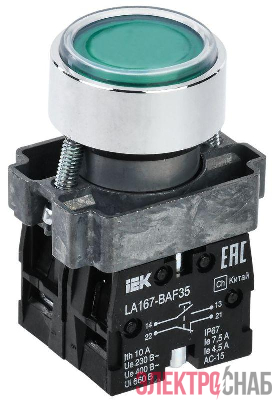 Кнопка LA167-BAF35 d22мм 1НО+1НЗ зел. KARAT IEK BBT20-BAF35-3-22-67-K06