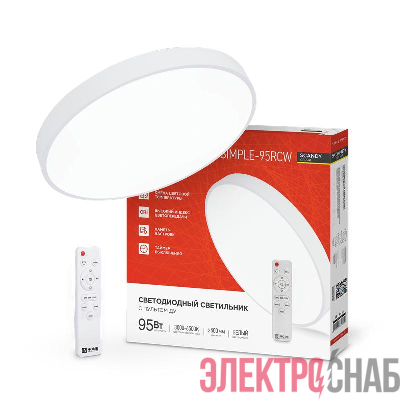 Светильник светодиодный SCANDY SIMPLE-95RCW 95Вт 3000-6500К 7600лм 230В 500х50мм с пультом ДУ бел. IN HOME 4690612057330