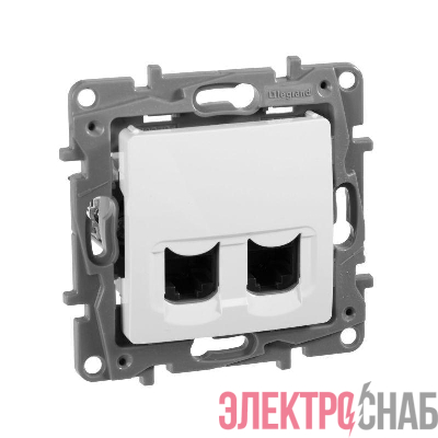 Розетка компьютерная 2-м СП Etika RJ45 кат.5E UTP механизм бел. IEK 672255