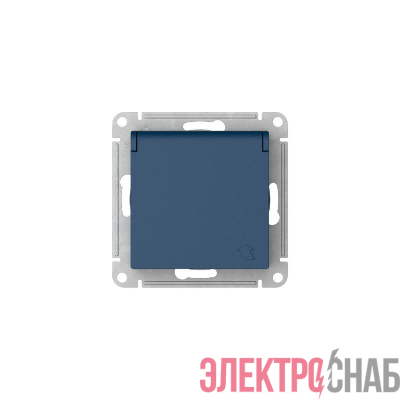 Розетка AtlasDesign 16А IP20 с заземл. защ. шторки с крышкой быстрозажим. клем. механизм аквамарин SE ATN001146S