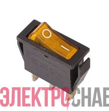Выключатель клавишный 250В 15А (3с) ON-OFF RWB-404 SC-791 IRS-101-1C желт. с подсветкой Rexant 36-2212