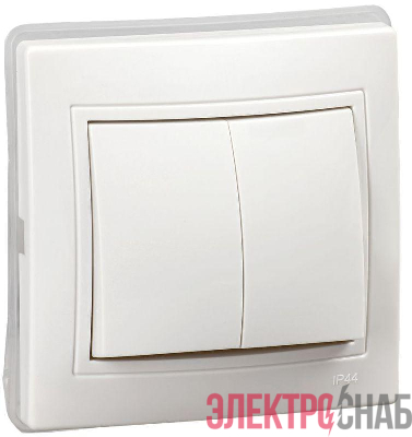 Выключатель 2-кл. СП Кварта ВС10-2-0-КБ-44 10А IP44 бел. IEK KV-V20-10-44-K01