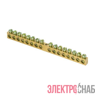 Шина PEN "ноль-земля" 6х9 16 отвер. латунь крепеж по центру PROxima EKF sn0-63-16