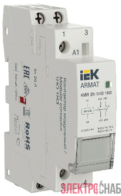 Контактор модульный KMR 20А 230В AC 1НО 1НЗ ARMAT IEK AR-KMR10-020-11-230