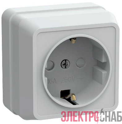 Розетка 1-м ОП Октава РСш20-3-ОБ 16А IP20 с заземл. защ. шторки бел. GENERICA ERO14-K01-16-DC