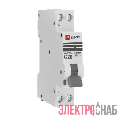 Выключатель автоматический дифференциального тока 1мод. C 20А 30мА тип AC 6кА АВДТ-63М электрон. PROxima EKF DA63M-20-30