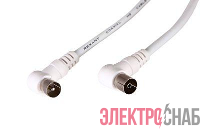 Шнур TV Plug - TV Jack 5м угловой бел. Rexant 18-0025