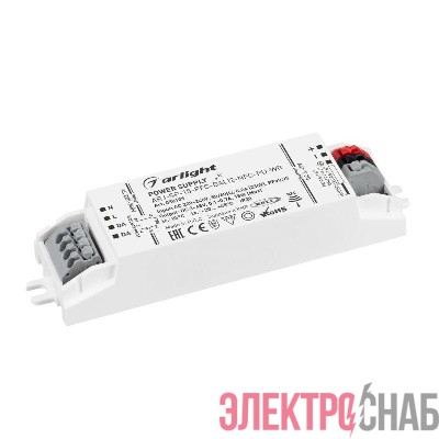 Блок питания ARJ-SP-15-PFC-DALI2-NFC-PD-WR 15Вт 3-45В 0.1-0.7А IP20 пластик Arlight 050105