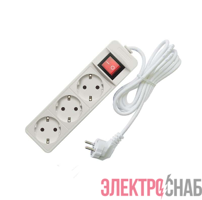 Удлинитель 3х3м с заземл. 10А IP20 2.2кВт ПВС с выкл. Союз 481S-7303