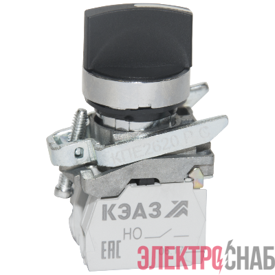 Переключатель КПЕ2620РС 2но+0нз ручка фикс 3поз IP65черн. КЭАЗ 248266