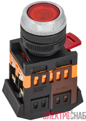 Кнопка ABLFS-22 d22мм 1НО+1НЗ 240В неон красн. GENERICA BBT30-ABLFS-K04