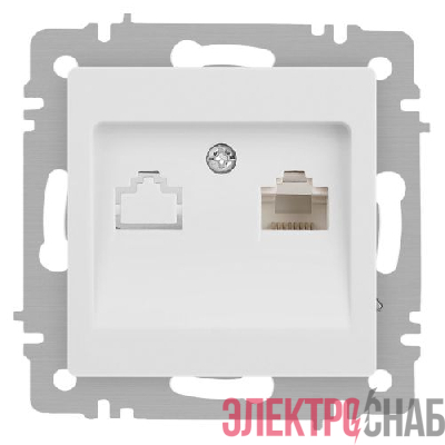 Розетка компьютерная 1-м СП Accent 6-303-01М RJ45 IP20 бел. матов. Intro Б0063625