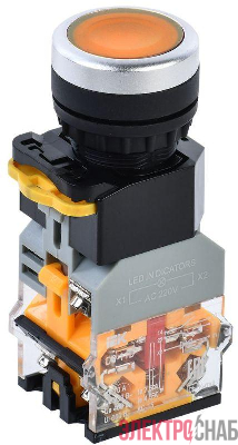 Кнопка D8-11D d22мм 1НО+1НЗ с подсветкой желт. KARAT IEK BBT30-11D-3-12-K05