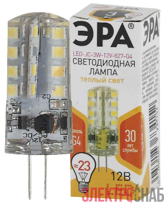 Лампа светодиодная LED-JC-3W-12V-827-G4 240лм ЭРА Б0033193