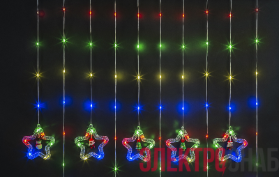 Гирлянда светодиодная "Бахрома" "Звезды и фигурки" 95 014 N