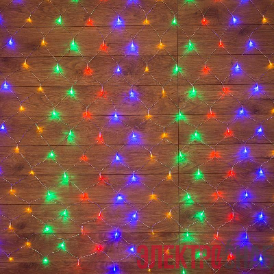 Гирлянда светодиодная "Сеть" 1х1.5м 96LED мультиколор 12Вт 220-240В IP20 с контроллером 8 режимов провод ПВХ прозр. Neon-Night 215-119-6