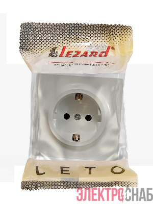 Розетка 1-м ОП LETO с заземл. ПБТ крем LEZARD 752-0300-122B