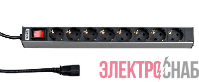 Блок розеток 10А SHT19-8SH-S-2.5IEC 19дюйм с выкл. кабель 2.5м Hyperline 26417