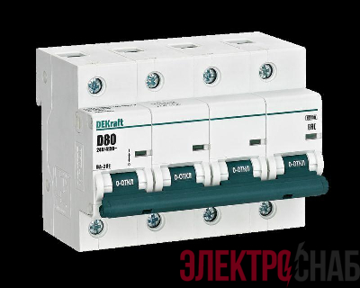 Выключатель автоматический модульный 4п D 80А 10кА ВА-201 DEKraft 13023DEK
