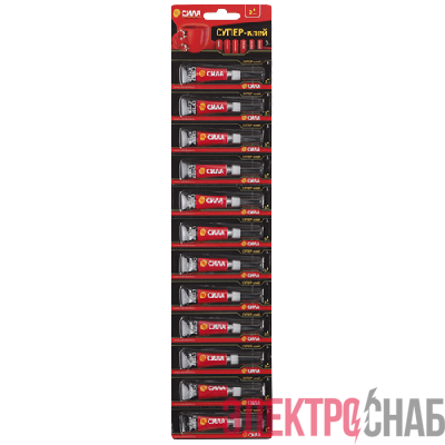 Супер-клей сверхпрочный 3г SSBL12-3 лента BL-12 (блист.12шт) СИЛА C0042302