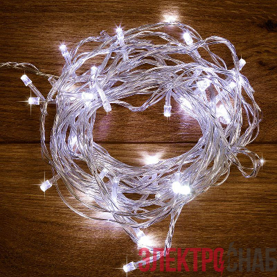 Гирлянда светодиодная "Твинкл Лайт" 15м 120LED бел. 6.9Вт IP20 провод ПВХ прозр. Neon-Night 303-195