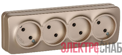 Розетка 4-м ОП GLORY РС24-2-ХШм 10А без заземл. без защ. шторок шампань матов. IEK ERH40-K37M-10