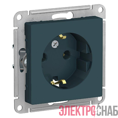 Розетка 1-м СП AtlasDesign 16А IP20 с заземл. механизм изумруд SE ATN000843