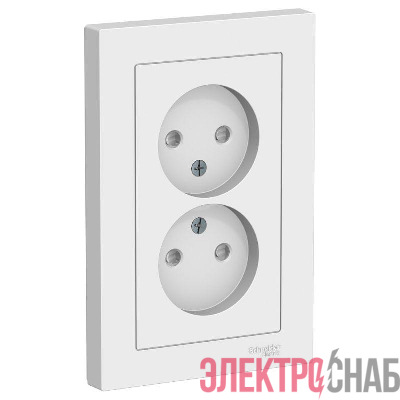 Розетка 2-м СП AtlasDesign 16А IP20 без заземл. защ. шторки в сборе бел. SE ATN000122