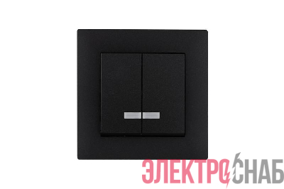 Выключатель 2-клав. с подсветкой Karea RIZZ STAR чер. Makel 88054023