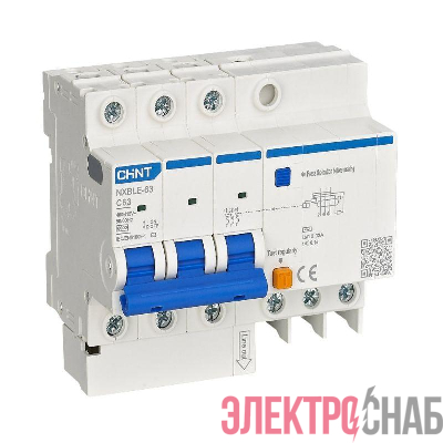 Выключатель автоматический дифференциального тока 4п (3P+N) C 20А 30мА тип AC 6кА NXBLE-63 (R) CHINT 982113