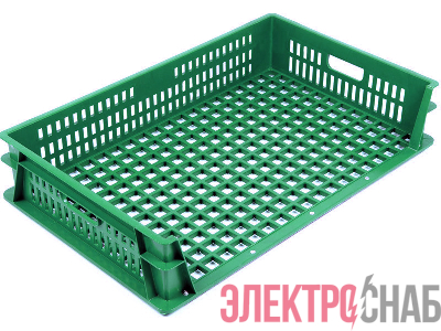 Ящик 740х465х145 перфорированный, 3-х бортный  зелёный 404-12 404-12