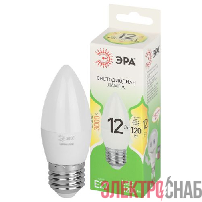 Лампа светодиодная GREEN LINE B35-12W-830-E27 GL 12Вт свеча 3000К свет тепл. E27 Эра Б0067137