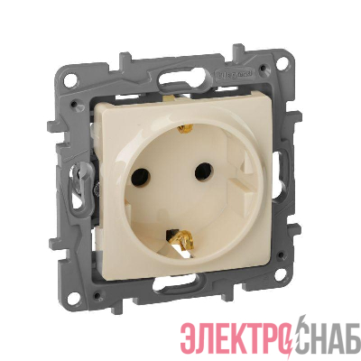 Розетка 1-м СП Etika 16А IP31 250В 2P+E с заземл. защ. шторки немецк. стандарт винтов. клеммы механизм сл. кость IEK 672322