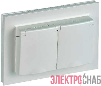 Розетка 2-м СП BRITE РСбш12-3-44-БрЖ 16А в сборе IP44 с крышкой жемчуж. IEK BR-R26-16-44-K36-F