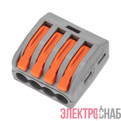 Клемма универсальная СМК 222-414 4-проводная сер. 0.08-2.5/4кв.мм (уп.50шт) Rexant 07-5254-4