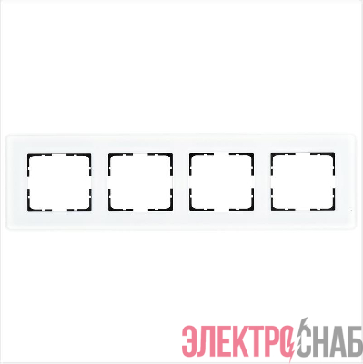 Рамка 4-м G-Glass закругленная стекло матов. бел. Jasmart G1004GW-RM