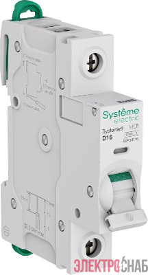 Выключатель автоматический 1п D 16А 10кА Systeme9 230В SE S9F33116
