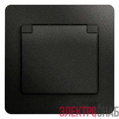 Розетка 1-м СП 1мод. Glossa 16А IP20 с заземл. защ. шторки с крышкой в сборе антрацит SE GSL000746