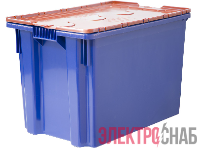 Ящик п/э 600х400х400 Safe PRO сплошной, цв. синий с оранжевой крышкой 605-1 SP м 605-1 SP м
