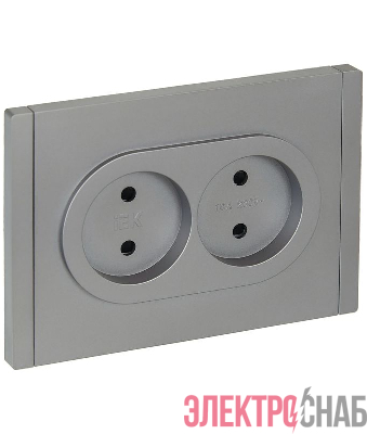 Розетка 2-м СП FORTE&PIANO FP525 10А без заземл. защ. шторки безвинт. крепл. сталь IEK FP-R23-10-1-K46